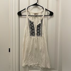 Lucky Brand Embroidered Tassel Tank Top Size S